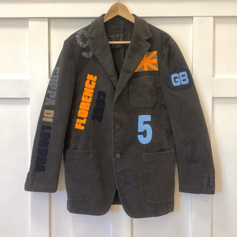 Boglioli Italy Patchwork Narrative Jacket Size:M Cotton DesignerArt Sport Blazer